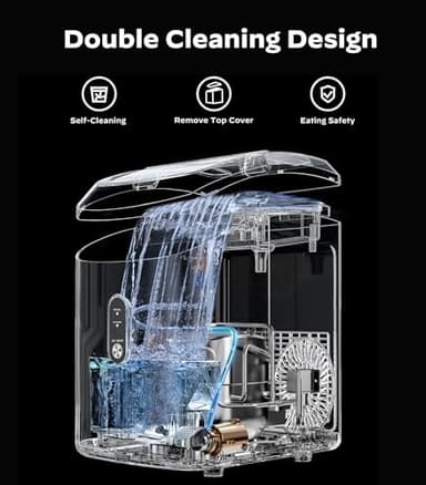 Nugget Ice Maker Countertop, Silonn Chewable Pellet Ice Machine with Self Cleaning Function, Pebble Portable Ice Maker with Ice Scoop for Home Kitchen Office, Black - Image 3