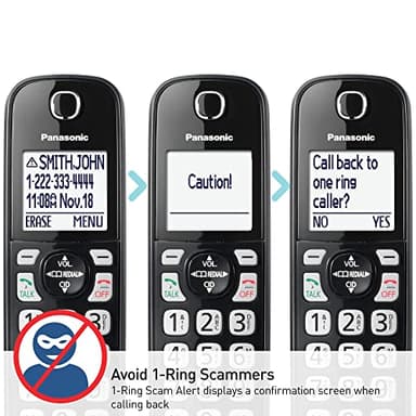Panasonic Cordless Phone with Advanced Call Block, Bilingual Caller ID and Easy to Read Large High-Contrast Display, Expandable System with 3 Handsets - KX-TGD813B (Black) - Image 4