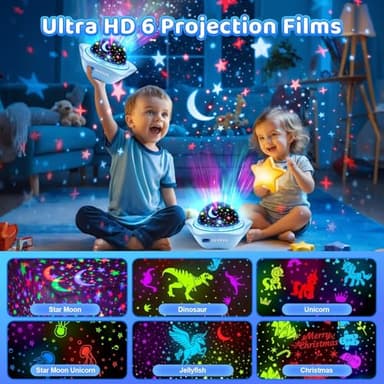 One Fire Night Light for Kids Gifts, 6 Films+78 Lighting Modes Ceiling Star Projector, Rechargeable Night Light Projector, 360°Rotating Star Lights for Bedroom Decor, Sensory Toys for Baby Boy Gifts - Image 2