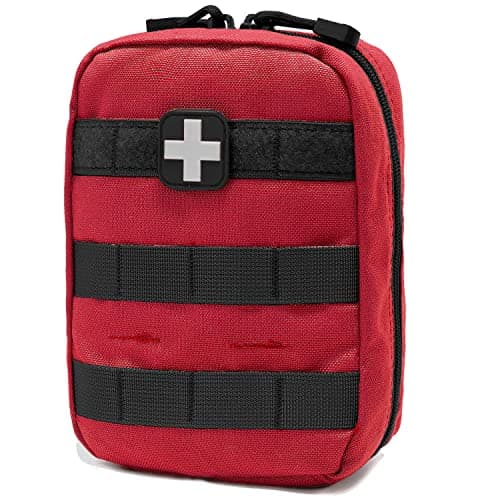 Carlebben EMT Pouch MOLLE Ifak Pouch Tactical MOLLE Medical First Aid Kit Utility Pouch (with Medical Supplies Red) - Image 1