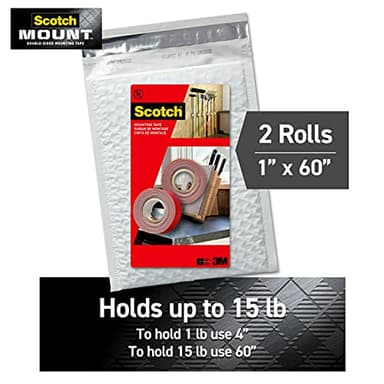 Scotch Outdoor Mounting Tape, 2 Rolls, 1 in x 60 in (5ft), Holds up to 15 lbs, Delivers Strong & Permanent Bond On Contact, Great On Glass, Tile, Acrylic & Metal, Easy-To-Apply (OT-411-2NA) - Image 2