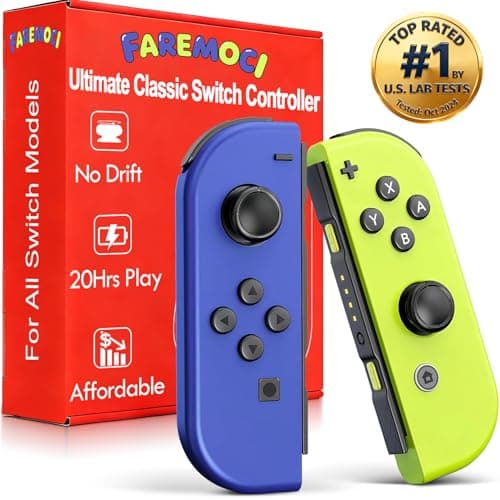 Switch Controller,Replacement for Switch OLED Lite,Wireless Remote with Dual Vibration,Motion Control,Screenshot,6-Axis Gyro,Wake-Up,Anti-Slip grip Joystick,Left Right Gamepad,No NFC,(Blue and Yellow) - Image 1