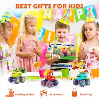 OCATO Monster Truck Toys for 1 2 3 Year Old Boy Birthday Gift, Outdoor Construction Toy Trucks Pull Back Cars for Toddlers 1-3, 1st Birthday Gifts 1 2 3 Year Old Boy Toys Baby Toddler Xmas Gifts Kids - Image 6