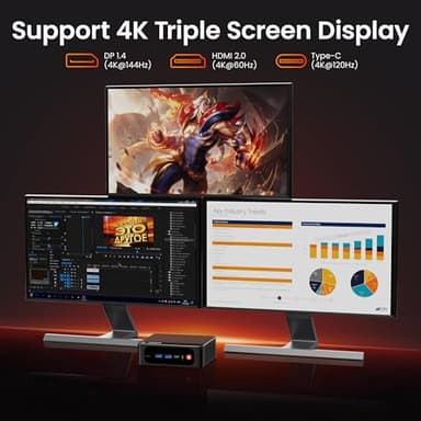 Beelink Mini PC, SER5 Pro 5825U AMD Ryzen 7 (Up to 4.5GHz) 16GB DDR4 500GB PCle 3.0 SSD Mini Desktop Computer, 2.5G LAN, Wifi6/BT5.2,HDMI/DP/Type-c/4K Triple Display Micro PC - Image 5
