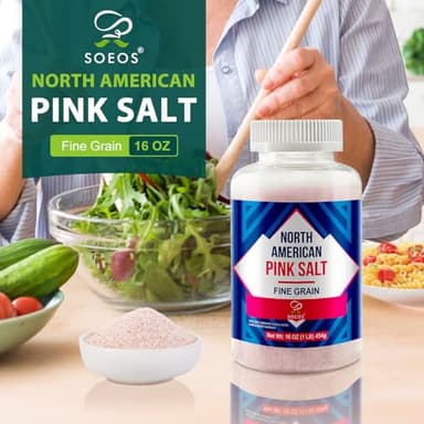 Soeos American Pink Salt, Fine Grain 16 Ounce, Pink Rock Salt, Salt for Grinder Refill, Perfect for Cooking & Seasoning - Image 3