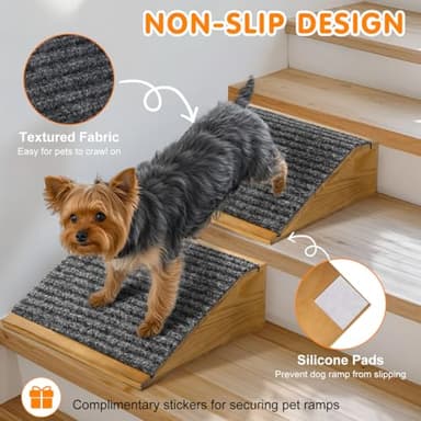 VavoPaw Dog Ramp for Stairs, Non-Slip Dog Stairs, Low-Angled Pet Ramps for Small Dogs and Cats, Medium Dogs, Step and Stair Assist for Injured and Older Pet, Walnut, 4 Pack - Image 5