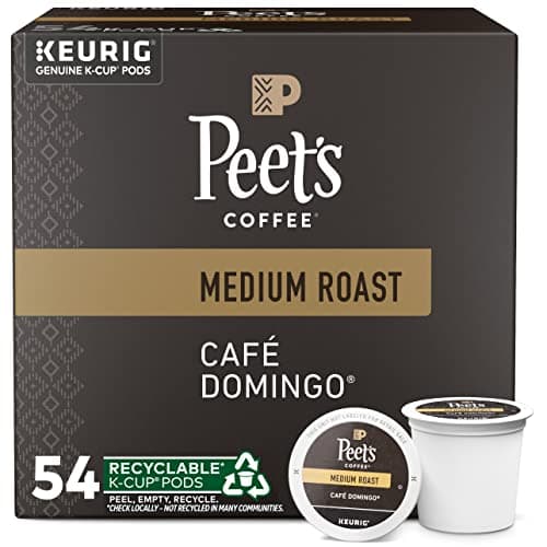 Peet's Coffee, Medium Roast Keurig K-Cup Pods - Café Domingo 54 Count (1 Box of 54 Pods) - Image 1