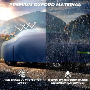 KAKIT Truck Cover Waterproof All Weather, Wear-Resistant Lightweight Fabric with Door Zipper and Tear Resistant Quick Drainage Holes, 5 Windproof Straps, Navy Blue (Truck Up to 232''L) - Image 6