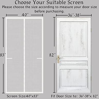 Upgraded Magnetic Screen Door Thicker 250g/m² Reinforced Mesh,36 Longer Magnets, Retractable Screen Door Mesh Magnetic Closure for Single Front Door - Image 2