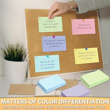 500PCS Colored Index Cards, 3x5 Inches Flash Cards with Ring, Lined on Both Side Notecards Ruled Study Card Flashcards Heavy Note Cards for Studying, Learning, School, College - Image 5