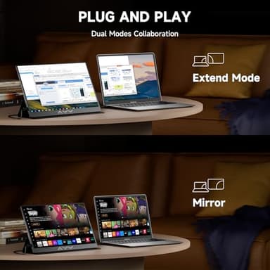 AYY 15.6 Inch Portable Monitor 1080P FHD USB-C HDMI External Display for Laptop Phone MAC PS5 Switch Xbox, Ultra-Slim 100% sRGB Portable Second Screen with Dual Speakers & Smart Cover, IPS, Black - Image 3