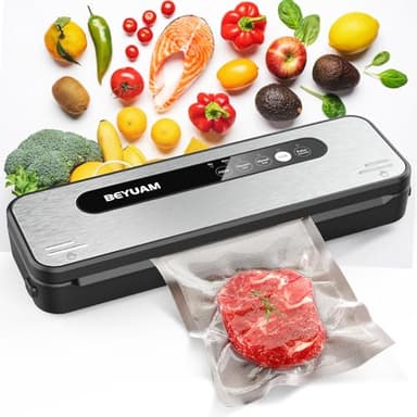 Vacuum Sealer Machine -85KPA Food Vacuum Sealer - 5 in1 Food Sealer Vacuum Sealer with Dry&Moist Modes, Includes 15PCS Storage Bags, 1 Air Suction Hose, 1Cutter - Image 1