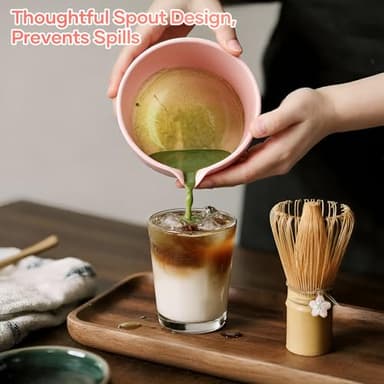 TUFGAM Matcha Whisk Set, Birthday Gifts for Women Mom Her, 8PCs Ceremony Matcha Tea Kit, 18OZ Matcha Bowl with Spout, Whisk, Bamboo Scoop, Sifter, Tea Towel, Ideal Gift for Christmas, Wedding - Image 3