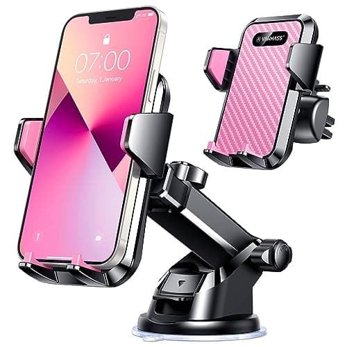 VANMASS 2025【Strongest Suction & Military-Grade】 Car Phone Mount 【Patent & Safety】Ultimate Cell Phone Holder Handsfree Stand for Dash Windshield Vent for iPhone 16 15 Pro Max 14 Android & Truck, Pink - Image 1