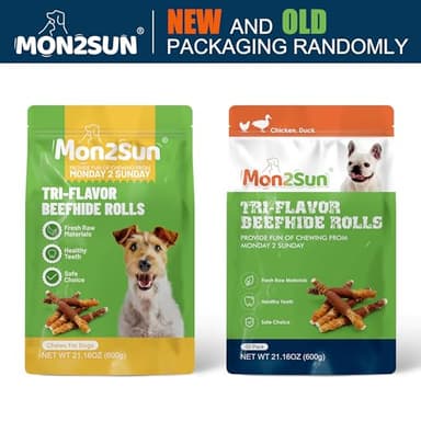 MON2SUN Dog Treats, Triple Flavor 5 Inch Chicken Liver Duck and Chicken Wrapped Rawhide Snacks for Small and Medium Dogs, 21.16 Oz (30 Count-Pack of 1) - Image 7