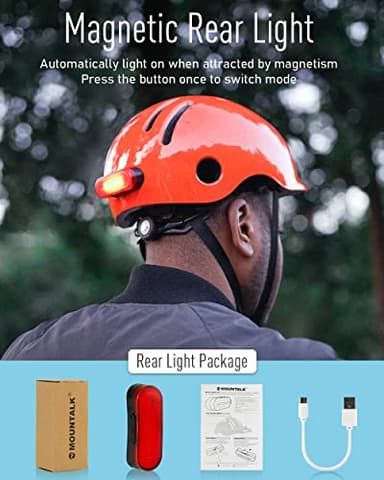 Bike Helmets for Adults Men Women,Mens/Womens Cool Bicycle Helmet with Magnetic Rear LED Light (Shiny White,L) - Image 4
