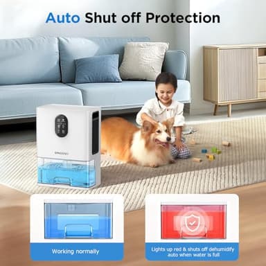 Dehumidifier, 106 OZ Water Tank (1000 sq.ft) Dehumidifiers for Home, Quiet Dehumidifier for Bathroom Bedroom Basement RV with Timer Setting, Auto Shut Off, 7 Colors LED Light, Sleep Modes, White - Image 8