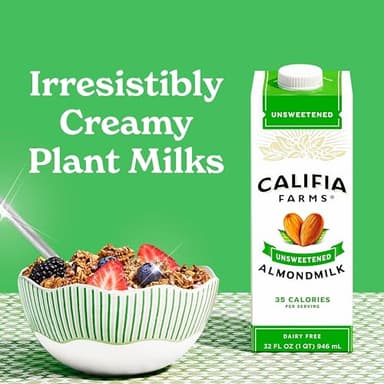 Califia Farms - Unsweetened Almond Milk, 32 Oz (Pack of 6), Dairy Free, Vegan, Plant Based, Keto Food, Shelf Stable, Vegan, Gluten Free, Non GMO, Sugar Free, High Calcium, Smoothie - Image 3