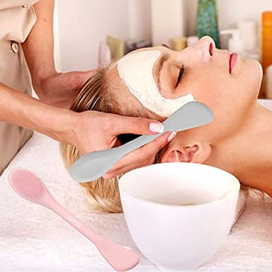 REVEX Silicone Face Mask Applicator,Face Scrubber,Lymphatic Drainage Massager,Pore Cleaning Brush,2Pcs Mask Applicator Tool for Facial Mud,Contour Face Brush for Lymphatic Drainage.(Pink+Gray) - Image 6