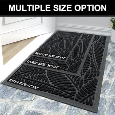 Colorxy Waterproof Doormat, Sturdy Natural Rubber Front Indoor Mat, Non Slip Low Profile Indoor Outdoor Door Mats, Stain and Fade Resistant Floor Mat, Easy Clean Patio Entrance Mat, 48''x32'', Black - Image 7