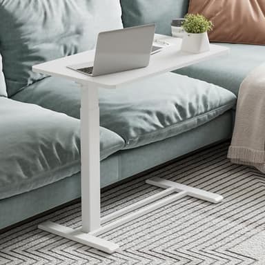 FLEXISPOT Mobile Standing Desk with Wheels Pneumatic Laptop Desk Rolling Computer Cart Movable Height Adjustable Small Sit Stand Desk Computer Workstations Home Use（31.5" W x 17.7" D,White - Image 2