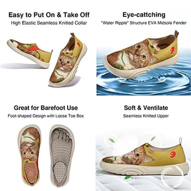 UIN x FatCatArt Collaboration Women's Art Travel Walking Shoes Slip On Casual Lightweight Fashion Sneaker Toledo ⅩⅤ Sunflowers and Cat 4 (7.5) - Image 6