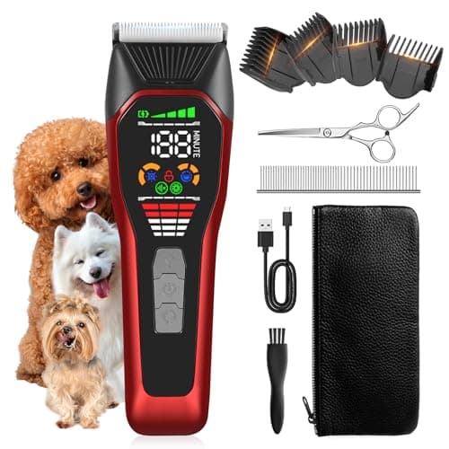 Founouly TS066 Professional Cordless Dog & Cat Clippers - Wide Blade Low Noise Pet Hair Trimmer for Thick & Long Coats, Quiet Grooming Kit for Large Breed Dogs & Cats with 180min Battery Life - Image 1