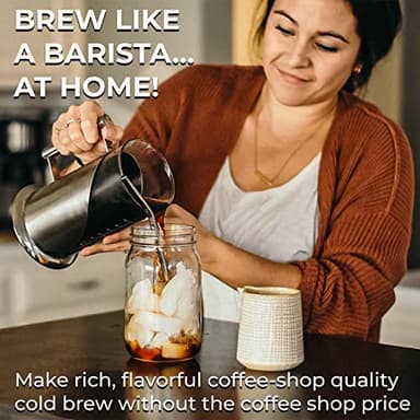 Start Brewing Perfect Iced Coffee & Tea w/ Our Cold Brew Coffee Maker, Pitcher for Fridge (34oz) - Air Tight Seal, Measuring Label - Stainless Steel Iced Coffee Maker Machine, Brewer - Cafe Du Chateau - Image 9