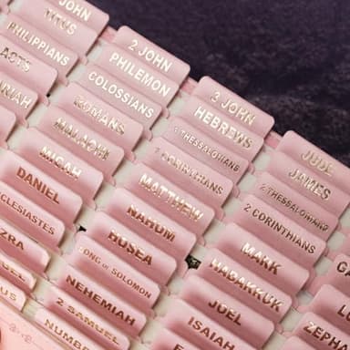UPAFEXXI-Leather Bible Tabs, Bible Tabs for Women and Men(Gold Foil Lettering) Large Print Stickers, Easy to Read and Apply, 80 Chapters Labels for Easy Navigation(Pink) - Image 9