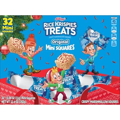 Rice Krispies Treats Mini Marshmallow Cereal Bars, Holiday Snacks, Snack Bars, Original with Holiday Sprinkles, 12.4oz Box (32 Bars) - Image 8