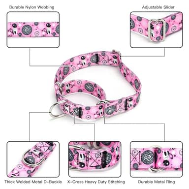 haoyueer Martingale Dog Collars - Flower Multicolor Cute Patterns, Adjustable Nylon Training Dog Collar Suitable for Boy and Girl Dogs Medium Large Dogs (20, L) - Image 6
