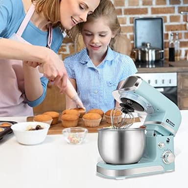 Kitchen in the box Stand Mixer,3.2Qt Small Electric Food Mixer,6 Speeds Portable Lightweight Kitchen Mixer for Daily Use with Egg Whisk,Dough Hook,Flat Beater (Blue - Image 7
