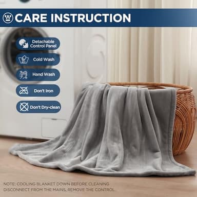 Westinghouse Electric Blanket Queen Size, Super Cozy Soft Flannel 84"" x 90"" Heated Blanket with 10 Fast Heating Levels & 1-12 Auto-Off, Machine Washable, ETL&FCC Certification, Light Grey - Image 7