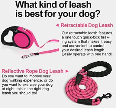 Taglory Retractable Dog Leash, 16ft No Tangle Leash Retractable for Small Medium Dogs Up to 44 lbs, One-Handed Brake, Pause, Lock, Pink - Image 3