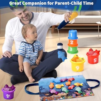 Montessori Toys for 1 Year Old,20PCS Baby's Sensory Toy First Fishing Toy Set for 1-3 Boy Girl Birthday Gift,Educational Learning Toys Stacking Cups Number Counting, Color Sorting for 12-18 Month Baby - Image 4