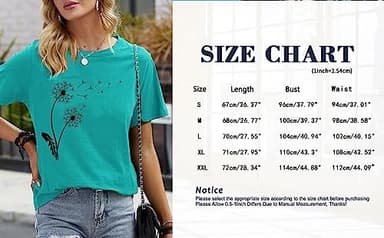 Dandelion T Shirts for Women Flower Graphic Tees O Neck Short Sleeve Cute Summer Blouse Causal T Shirts (Mint Green, S) - Image 5