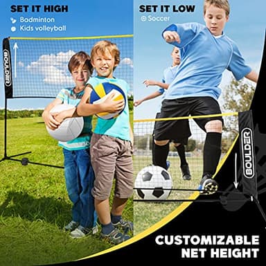 BOULDER Portable Badminton Pickleball Net - Foldable / Extendable Poles for Multiple Sports Heights (UP to 5 ft) - Ideal for Tennis, Pickleball, Soccer Tennis - Easy Setup (Black, 17 FT) - Image 9