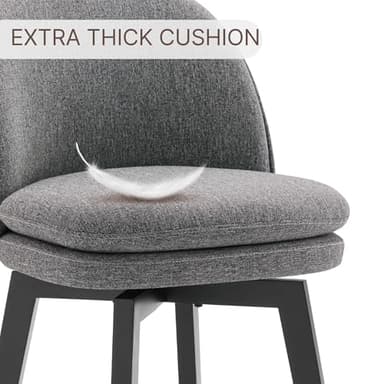 Counter Height Barstools 26 inch Upholstered Swivel Bar Stools with Back and Wood Legs for Kitchen Island,Set of 4,Dark Grey Fabric-Armless - Image 7