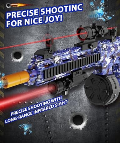 Electric Gel Ball Blaster, High Speed Automatic Splatter Ball Blaster with 60000+ and Goggles, Rechargeable Splatter Ball Toys for Outdoor Activities Game Party-BLueWhite - Image 6