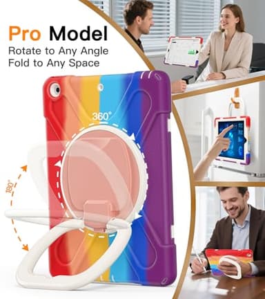 BATYUE for iPad 9th/ 8th/ 7th Generation Case (iPad 10.2 inch Rugged Case 2021/2020/2019) with Screen Protector, Rotating Stand/Pencil Holder/Carrying Shoulder Strap (Colourful Red) - Image 2