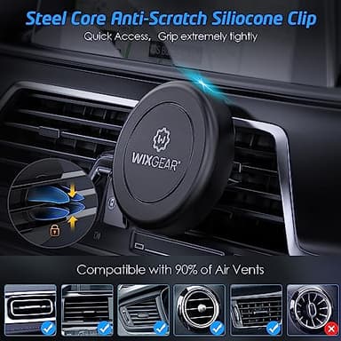 Magnetic Phone Holder for Car, WixGear [2 Pack] Universal Air Vent Magnetic Phone Mount for Car, Car Phone Holder Mount for Cell Phones and Mini Tablets with 4 Metal Plates - Image 7