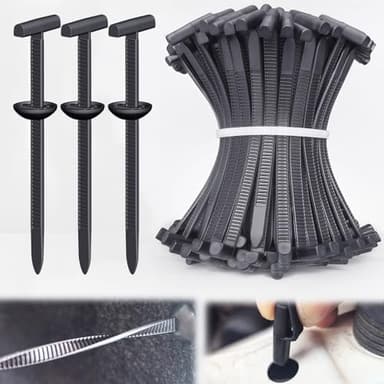 Upgraded Nylon Universal Cable Tie Buckles, Nylon Zip Ties Holders Kit[100+100Pcs Pin & Button], Automotive Zipper Clips Self-Locking T Rivet Zipties for Car Fender Trunk Bumper Repair, Home & Garage - Image 1