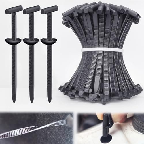 Upgraded Nylon Universal Cable Tie Buckles, Nylon Zip Ties Holders Kit[100+100Pcs Pin & Button], Automotive Zipper Clips Self-Locking T Rivet Zipties for Car Fender Trunk Bumper Repair, Home & Garage