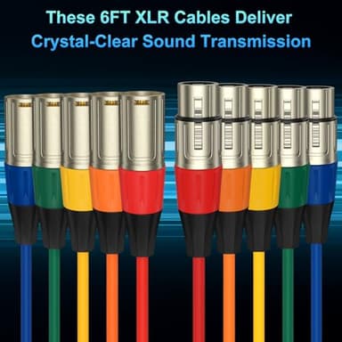 J&D XLR Microphone Cable, Gold Plated Heavy Duty Balanced 3 Pin XLR Male to Female Colored Mic Cables Speaker Cord for Mixer, Amplifiers, Recording, 5 Pack, 6 ft - Image 7