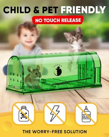 Motel Mouse Humane No Kill Live Catch and Release Mouse Traps, Reusable with Cleaning Brush - 4 Pack - Image 2