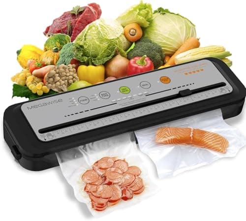 MEGAWISE 2025 Powerful Vacuum Sealer Machine | Compact Design | One-Touch Automatic | Seal in 10-20 Seconds | Dry, Moist, Wet, and Cold Modes | With 10 Vacuum Bags & Built-in Cutter (Grey) - Image 1