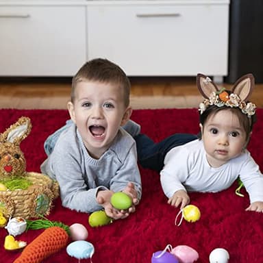 DETUM Red Rug 3x5 Feet - Fluffy Red Area Rugs for Bedroom Shaggy 3' X 5' Living Room Rug Soft Rugs for Kids Room Non-Slip Nursery Office Dorm Washable Carpets Home Decor - Image 6