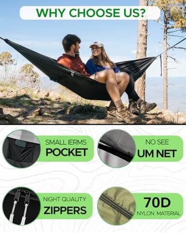 Sunyear Camping Hammock with Net - Double&Single Hammock with House-Like Net- Easy Setup & Pack, Lightweight & Portable, Perfect for Hiking, Backpacking, Outdoor Sleeping - Image 5