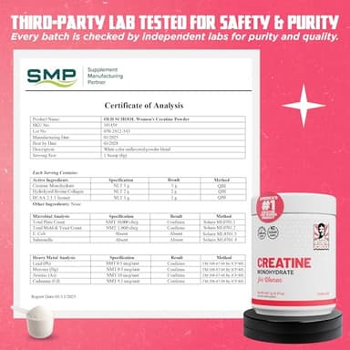 Old School Labs Creatine for Women Post-Workout Supplement - 5000mg Creatine, 2000mg Hydrolyzed Bovine Collagen & BCAA 2:1:1 for Lean Muscle Growth, Fast Recovery & Stamina - 30 Servings - Image 8