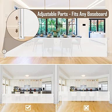 185 Inch Wide Retractable Baby Gates Outdoor Retractable Dog Gate Indoor Extra Long Baby Gate Retractable Pet Gate, Dog Gates for The House Extra Large Pet Gate, Child Gates for Wide Openings, White - Image 7
